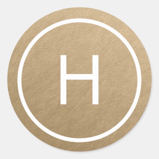 Trendy Peace Round Monogram Stickers - Gold (Vorderseite)