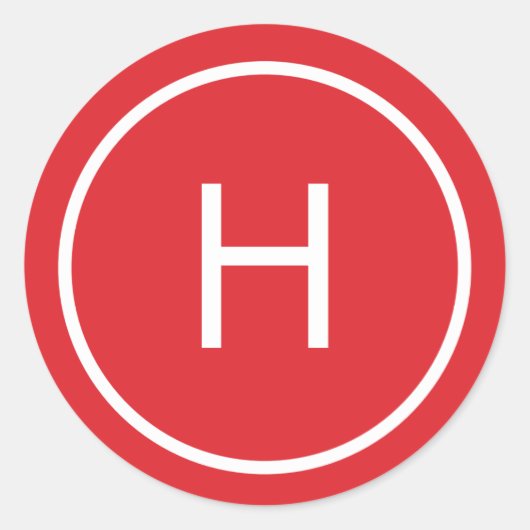 Trendy Peace Round Monogram Stickers - Red (Vorderseite)