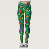 Trendy Peace Symbol Pattern in vielen lustigen Far Leggings (Vorderseite)