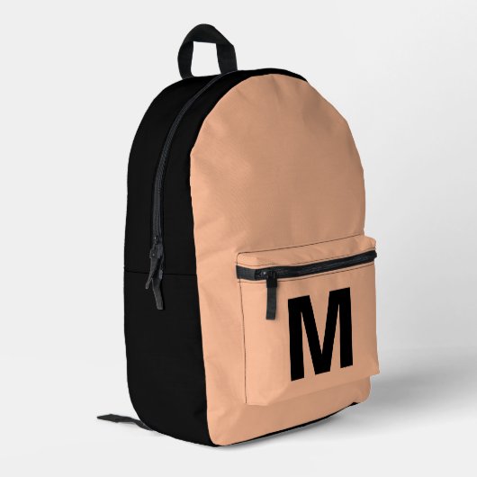 Trendy peach and black with Monogram name Bedruckter Rucksack (Rückseitige Ecke links)