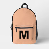 Trendy peach and black with Monogram name Bedruckter Rucksack (Vorderseite)