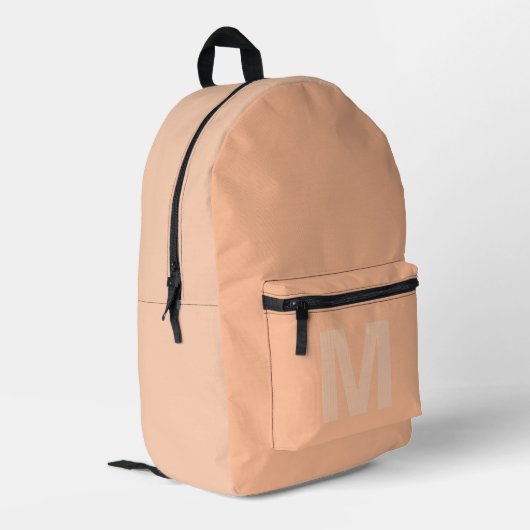 Trendy peach apricot mit Monogram name Bedruckter Rucksack (Rückseitige Ecke links)