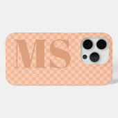 Trendy Peach Fuzz Karo Personalisierte Initialen Case-Mate iPhone Hülle (Rückseite (Horizontal))