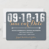 Trendy Peach & Gray Save the Date (Vorderseite)