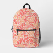 Trendy Peach Orange Modernes Muster Monogramm Bedruckter Rucksack (Vorderseite)