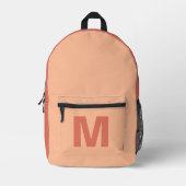 Trendy peach terra cota with Monogram name Bedruckter Rucksack (Vorderseite)