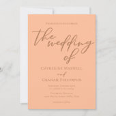 Trendy Peach Typografy Summer Wedding Einladung (Vorderseite)