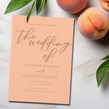 Trendy Peach Typografy Summer Wedding