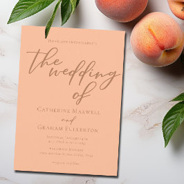 Trendy Peach Typografy Summer Wedding Einladung