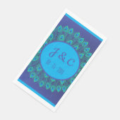 TRENDY PEACOCK GEMUSTERTER CUSTOM TEXT IN GREEN BL SERVIETTE (Ecke)