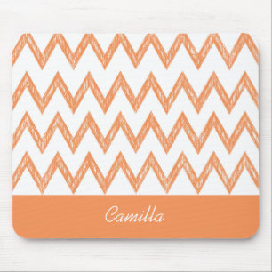 Trendy Pencil Orange Zickzack Zigzags mit Namen Mousepad