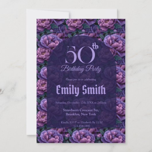 Trendy Peonies Accent Birthday Party Einladung (Vorderseite)