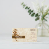 Trendy Pergament mit brauner Blätter Visitenkarte (Stehend Vorderseite)