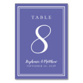Trendy Periwinkle Blue Custom Wedding Tischnummer (Rückseite)