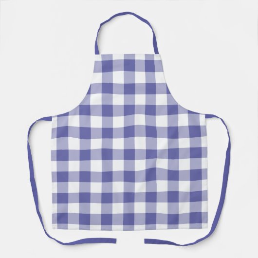 Trendy Periwinkle Blue White Gingham Karo Pattern Schürze (Vorderseite)