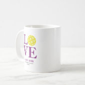 Trendy Personal LIEBE Raspberry Lila Pickleball Kaffeetasse (Vorderseite Links)