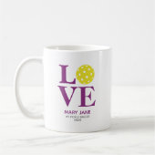 Trendy Personal LIEBE Raspberry Lila Pickleball Kaffeetasse (Links)