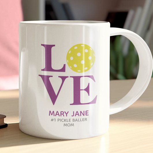 Trendy Personal LIEBE Raspberry Lila Pickleball Kaffeetasse