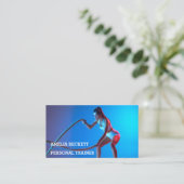 Trendy Personal Trainer Fitness Foto Business Car Visitenkarte (Stehend Vorderseite)