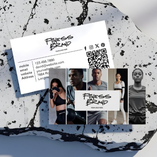 Trendy Personal Trainer Fitness Photo Collage Visitenkarte