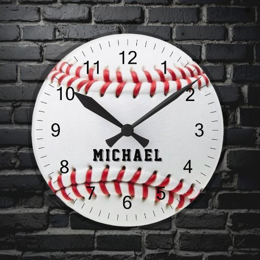 Trendy Personalisiert Baseball Name Runde Wanduhr