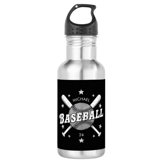 Trendy Personalisiert Baseball Name und Nummer Edelstahlflasche (Vorderseite)
