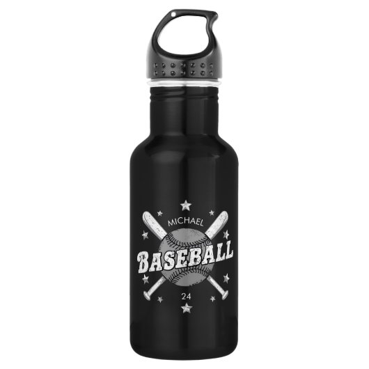 Trendy Personalisiert Baseball Name und Nummer Edelstahlflasche (Vorderseite)