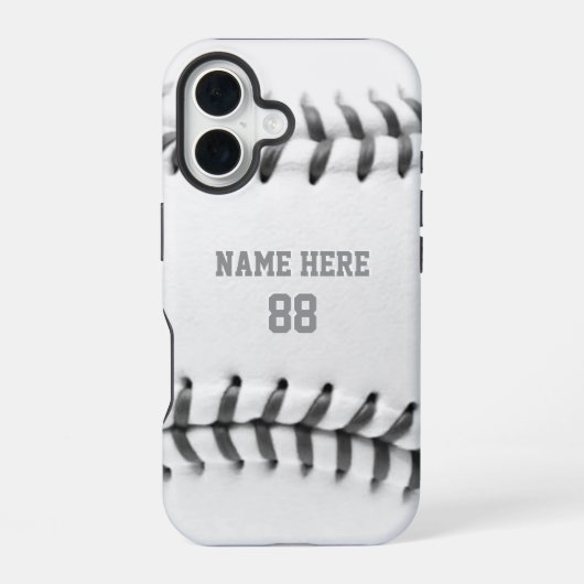 Trendy Personalisiert Baseball Name und Nummer iPhone 16 Hülle (Rückseite)