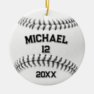 Trendy Personalisiert Baseball Name und Nummer Keramik Ornament