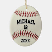 Trendy Personalisiert Baseball Name und Nummer Keramik Ornament (Rechts)