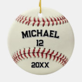 Trendy Personalisiert Baseball Name und Nummer Keramik Ornament (Hinten)