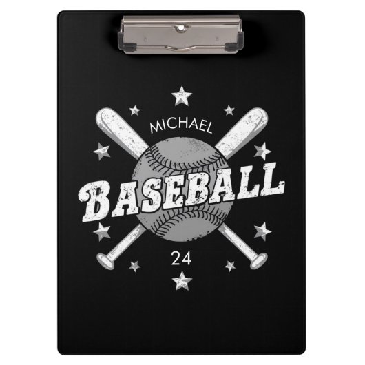 Trendy Personalisiert Baseball Name und Nummer Klemmbrett (Vorderseite)
