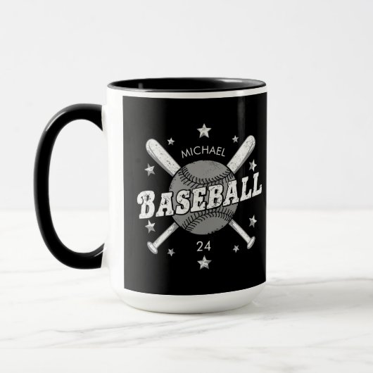 Trendy Personalisiert Baseball Name und Nummer Tasse (Links)