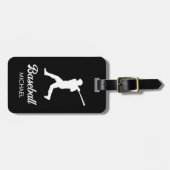 Trendy Personalisiert Baseball Player Black Gepäckanhänger (Vorderseite horizontal)