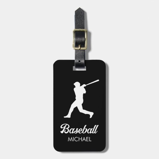 Trendy Personalisiert Baseball Player Black Gepäckanhänger (Vorderseite vertikal)
