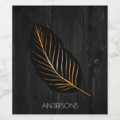 Trendy Personalisiert Black Wood Gold Foil Leaf Weinetikett (Einzelnes Label)