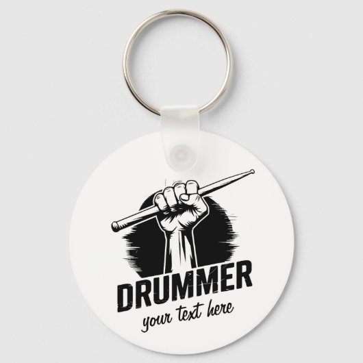 Trendy Personalisiert Drummer Faust mit Drumsticks Schlüsselanhänger (Vorderseite)