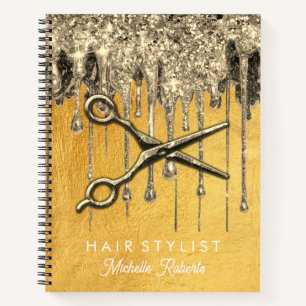 Trendy Personalisiert Gold Glitzer Hairstylis Notizblock