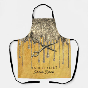 Trendy Personalisiert Gold Glitzer Hairstylis Schürze