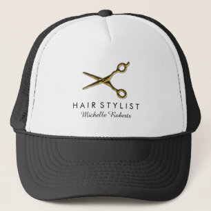 Trendy Personalisiert Gold Scissors Hair Salon Truckerkappe