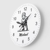 Trendy Personalisiert Hockey Player Name Große Wanduhr (Winkel)