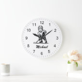 Trendy Personalisiert Hockey Player Name Große Wanduhr (Zuhause)