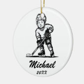 Trendy Personalisiert Hockey Player Name Keramik Ornament (Links)