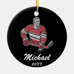 Trendy Personalisiert Hockey Player Name Keramik Ornament