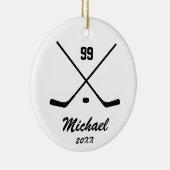 Trendy Personalisiert Hockey Player Name Number Keramik Ornament (Rechts)