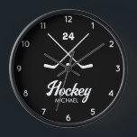 Trendy Personalisiert Hockey Player Name Number Uhr<br><div class="desc">Trendy Personalisiert Hockey Player Name Number Clock</div>