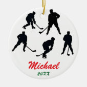 Trendy Personalisiert Hockey Player Silhouetten Keramik Ornament (Vorne)