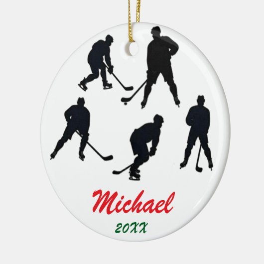 Trendy Personalisiert Hockey Player Silhouetten Keramik Ornament (Links)