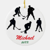 Trendy Personalisiert Hockey Player Silhouetten Keramik Ornament (Hinten)