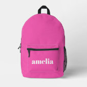Trendy Personalisiert Hot Pink Bedruckter Rucksack (Front)
